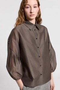 PESERICO | Silk and cotton organza shirt - Img 2