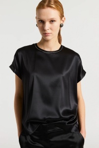 PESERICO | Stretch silk satin T-shirt - Img 2