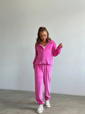Trening de dama din catifea fina fucsia cu fermoar - Img 3