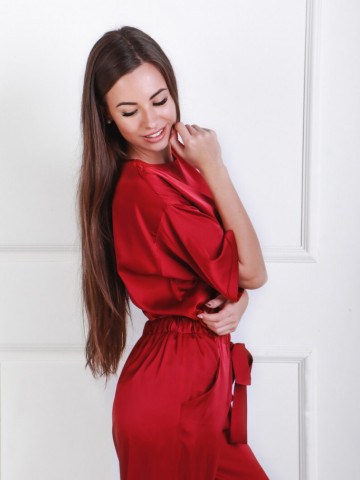 Pijama dama cu bluza si pantalon lung din satin fin - Img 2