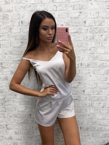 Set complet de pijama din satin din patru piese - Img 3