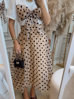SET Tricou Alb cu funda ȘI Fusta din tulle cu buline - Img 3