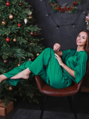 Pijama dama cu bluza si pantalon lung din satin fin - Img 2
