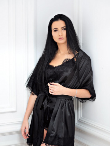 Set complet de pijama din satin din patru piese - Img 4