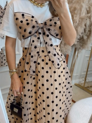 SET Tricou Alb cu funda ȘI Fusta din tulle cu buline - Img 6