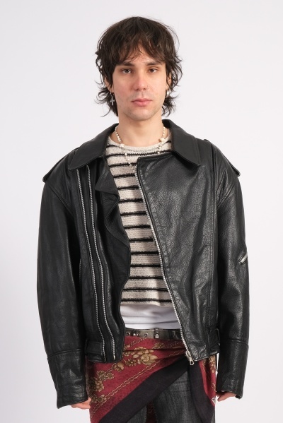 Jacheta biker din piele naturala