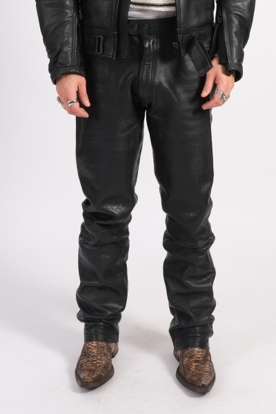 Pantalon negru din piele naturala