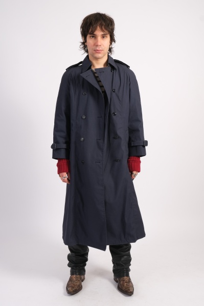 Trench din gabardina bleumarin