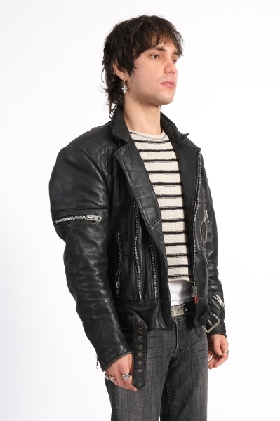 Jacheta biker din piele naturala - Img 3