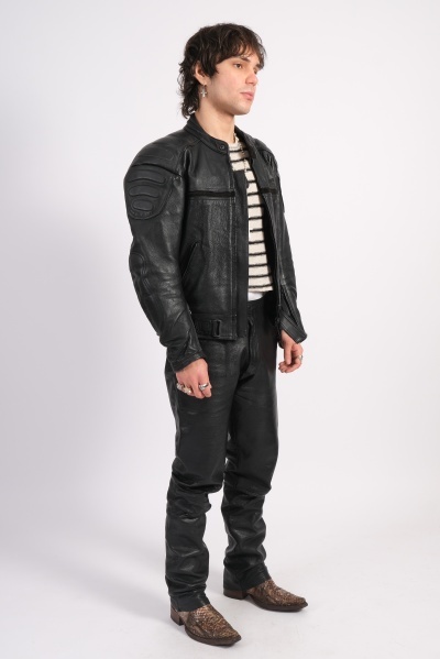 Pantalon negru din piele naturala - Img 3