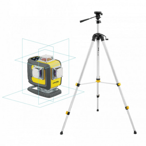 Laser în cruce multifunctional cu raza albastra (4x 360°) CL4D-B + trepied SJJ-M1EX