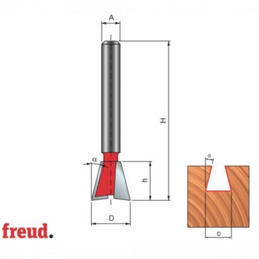 Freza profilata coada de randunica, placata CMS, Z2, cu coada - 22- - FREUD Italia