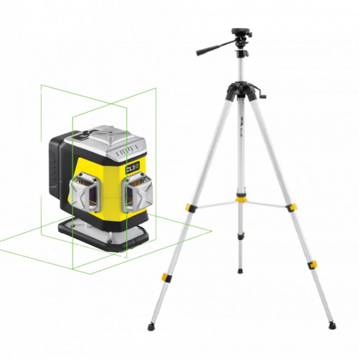 Laser în cruce multifunctional cu raza verde (3x 360°) CL3G + trepied SJJ-M1