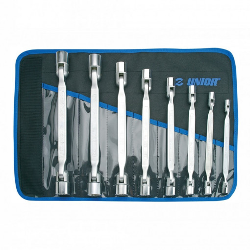 Set de chei tubulare dublu articulate in husa - 202/1CT