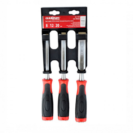 Set dalti late cu maner bimaterial pentru lemn - 7500S3
