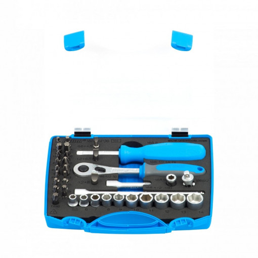 Set de capete chei tubulare si biti 1/4" in cutie de plastic - 188BI6P36