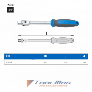 Antrenor articulat cu maner bimaterial 3/8" - 238.2/1BI - Unior 2