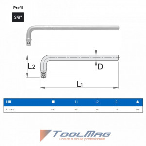 Antrenor cotit 3/8" - 238.5/2 - Unior  2