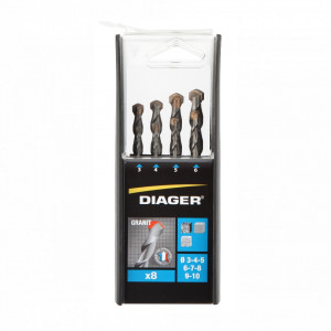 Trusa 8 burghie cu coada cilindrica pentru granit 207B (3-10 mm)