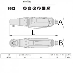 Antrenor reversibil pneumatic 1/2" - 1552 - Img 2