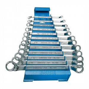 Set de chei inelare dublu cotite cu suport metalic - 180/1MS - Unior     
