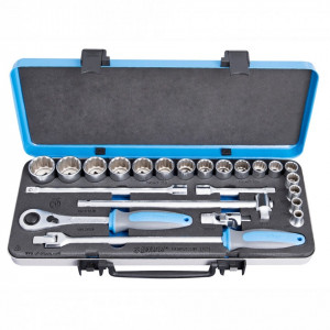 Trusa capete chei tubulare 1/2" in cutie metalica - 190BI12P23IN - Unior     