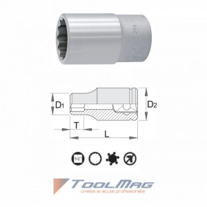 Capete chei tubulare 1/2" cu 12 laturi - 190/1 12p - Img 2