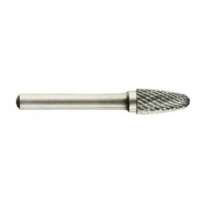 Freza din carbura de tungsten forma F - arcuita cu cap rotunjit, tais dublu (incrucisat) tip D - TIVOLY  