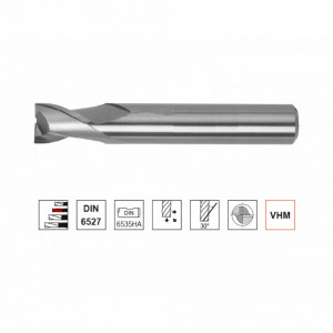 Freza din carbura, Tip N, scurta, dinti scurti, DIN 6527K, 2 taisuri - Img 2