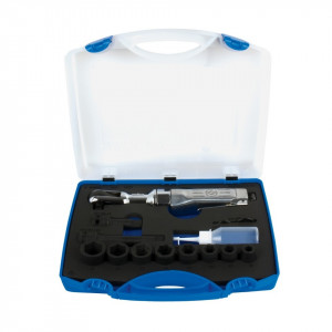 Antrenor reversibil pneumatic si set de capete chei tubulare 1/2" in cutie plastic - 1555