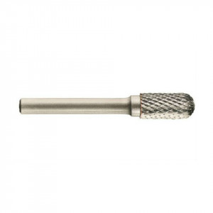 Freza din carbura de tungsten forma C - cilindrica cu cap rotunjit, ascutire dubla tip D