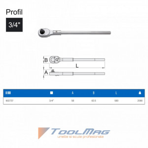   Antrenor cu clichet reversibil 3/4" - 197.1/1 - Unior 