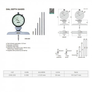 Ceas comparator cu talpa 2342-202 - Insize detalii