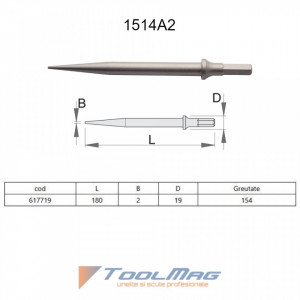 Dalta ascutita pentru pistolul pneumatic percutor- 1514A2 - Img 2