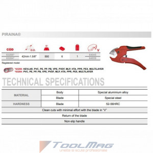 Dispozitiv de taiat tevi plastic , DIM 42 mm - PIRAINA - Img 2