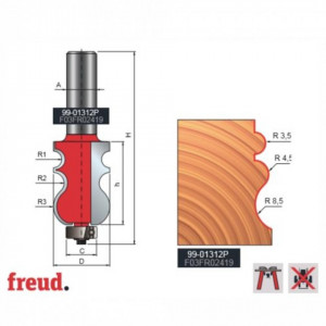 Freza cu coada, pentru ornamente, placata CMS Z2, cu coada - 99-01312P - FREUD Italia