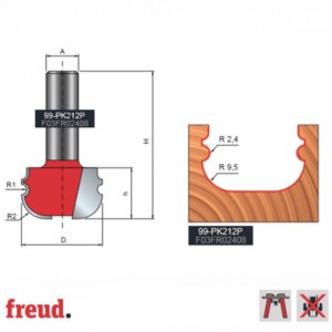 Freza cu coada, pentru ornamente, placata CMS Z2, cu coada - 99-PK212P