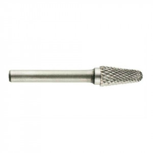 Freza din carbura de tungsten forma L - conica cu cap rotunjit, tais dublu (incrucisat) tip D - TIVOLY