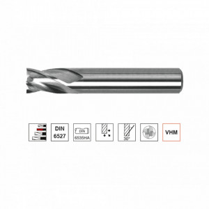 Freza din carbura, Tip N, scurta, dinti scurti, DIN 6527, 4 taisuri - Img 2