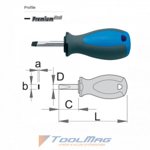 Surubelnita scurta cu profil lat, maner trimaterial TBI, cromata - 627TBI - Img 2