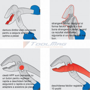 Cleste reglabil cu blocare pentru instalatori - 447/1HPP - Img 2