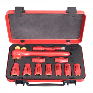 Set de capete chei tubulare 1/2" izolate la 1000 V in cutie metalica - 190VDE6P11A - Unior  
