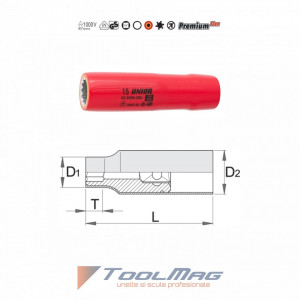Cap cheie tubulara izolata la 1000 V, varianta lunga 1/2" - 190/2LVDEDP - UNIOR detalii