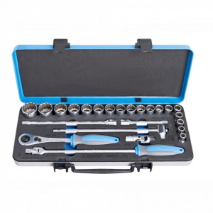   Trusa capete chei tubulare 1/2" in cutie metalica - 190BI12P24 - Unior   