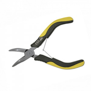 Cleste cu varfuri semirotunde indoite ESD cu maner bimaterial (pentru telefonie) - 64734