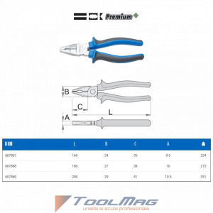 Clesti combinati (patenti) cu maner bimaterial - 405/1BI - UNIOR 
