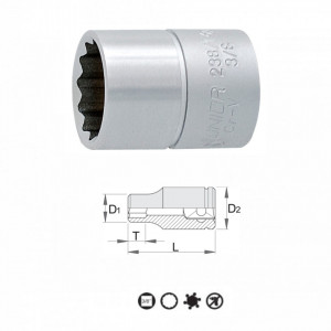 Capete chei tubulare 3/8" cu 12 laturi - 238/1 12p - Unior 2