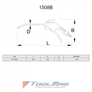 Pistol de curatare pneumatic lung - 1508B - Img 2