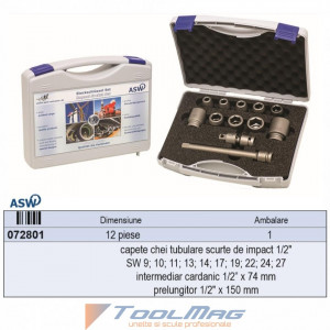 Trusa capete chei tubulare de impact 1/2” - 720 SG 12 - Img 2