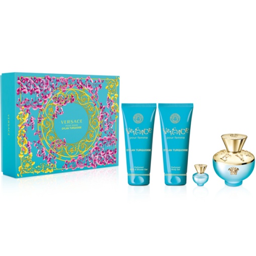 Versace Pour Femme Dylan Turquoise Комплект (EDT 100ml + EDT 5ml + BL 100ml + SG 100ml) за Жени - Img 1
